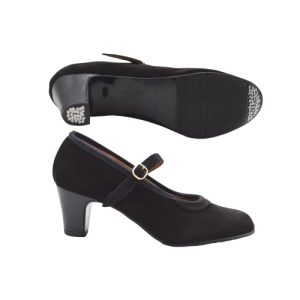 PASARELA – Zapatos de Baile Flamenco de Piel Ante Negros con Clavos para Mujer Cuero Mujer Color: Negro Talla: 38