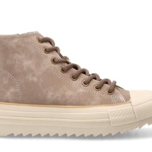 Etika Zapatillas de Plataforma para Mujer, Botas Deportivas Altas con Cremallera Frontal y Doble Suela, Sneaker de Estilo Baloncesto, Modelo 52441 Taupe – 39