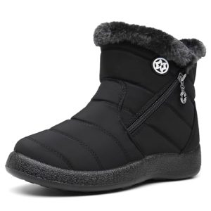 Hsyooes Botas Mujer Invierno Botines de Nieve Calentitas Zapatos Forradas Impermeable Botas de Nieve Cómodas Antideslizante Ligero Negro A 39EU