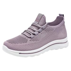 Genérico Zapatillas Mujer Vestir Zapatos con Horma Ancha Zapatos Casuales para Mujer,Deportivos de Primavera,Verano Y Otoño,de Malla Transpirable,Deportivas Deportivas (Purple,40)