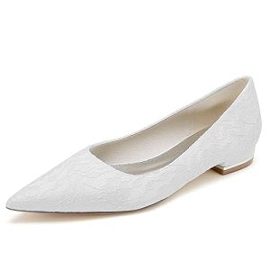 Gycdwjh Zapatos Novia Boda Sandalias de Fiesta Mujer Elegantes Poco Tacon Plano Tacón Zapatos Tacones Bajos Sandalias Cómodas para Boda,Blanca,41 EU