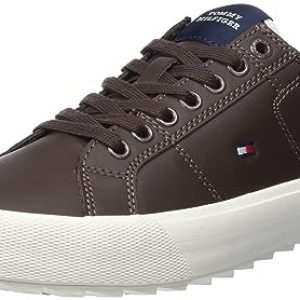 Tommy Hilfiger Hombre Sneaker vulcanizada Cleated Zapatillas, Marrón (Cocoa), 43 EU