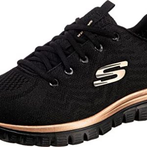 TOP VENTAS: Skechers Graceful Get Connected Regular, Zapatillas Mujer, Black Mesh Rose Gold Trim, 38.5 EU