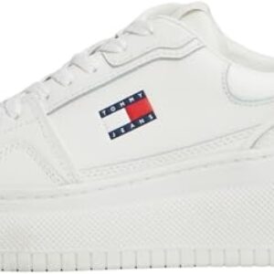 Tommy Jeans Sneaker con Plataforma Mujer Retro Basket de Piel, Blanco , 42 al mejor precio