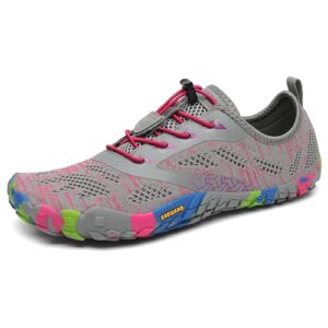 PROMOCIÓN: SAGUARO Mujer Barefoot Zapatillas Minimalistas Calzado Barefoot para Wide Tox Box, Smart II – Zapatos Barefoot Rosa Gris,Gr.38 con descuento