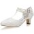 JIAJIA 00968 De Las Mujeres Zapatos de Novia Dedo del pie Cerrado Correa en T Bloquear Tacón bajo Encaje Satinado Zapatillas Zapatos de Boda Color Marfil,Tamaño 40