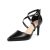 Hoefirm Zapatos Mujer Tacon Alto Zapatos Punta Fina Bombas con Cierre de Hebilla Tacones PU Negro 39