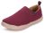 Mocasines para Mujer,Náuticos Casual,Calzado Lona sin Cordones,Borgoña 40