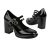ENWIND Mujer Punta Cuadrada Zapatos Mary Jane Charol Correa De Tobillo Plataforma Bombas Tacón Ancho Zapatos de Trabajo,Negro,39 EU