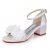 WeFloHsL Sandalias De Novia Boda De Tacón Grueso Bajo con Perlas Tira Al Tobillo Y Punta Abierta Zapatos De Fiesta Vestido,Marfil,38 EU