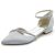 TNMIUH Zapatos de Novia Planos Elegantes Mujer, Puntiagudos,Satén Blanco/Marfilde Cristal, Correa de Tobillo, Cómodos Zapatos de tacón para Novia, Madrina o Invitada de Boda,Plata,41 EU