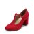 DREAM PAIRS Zapatos de Tacón Ancho Clásicos Mujer de Correa en TZapatos de Salón PU,Size 39,Rojo,DPU211
