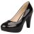 Bviennic Mujer Closed Toe Tacón Alto Pump Boda Vestido Elegante Punta Redonda Bride Verano Fiesta Charol Plataforma Zapatos Sin Cordones Negro Talla 33 EU