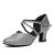 RUYBOZRY Zapatos Baile Latino Mujer Cerrados Zapatos de Baile Mujer Salsa y Bachata Suela de Ante Tacón de 6cm Gris EU 38.5