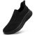 Dhinash Zapatillas Casual para Hombre Sin Cordones Calzado Deportivo Calzados para Correr en Asfalto Zapatos de Tenis Zapatillas Deportivas Zapatos de Running Negro Talla 40