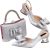 Elegante de la Mujer Tacones de Fiesta Bordado Zapatos Bolsa Set Combo Puntiagudo Tacones de con Cuadrado Diamantes de imitación Bolsa Adecuado para Fiesta Boda (Plateado,39)